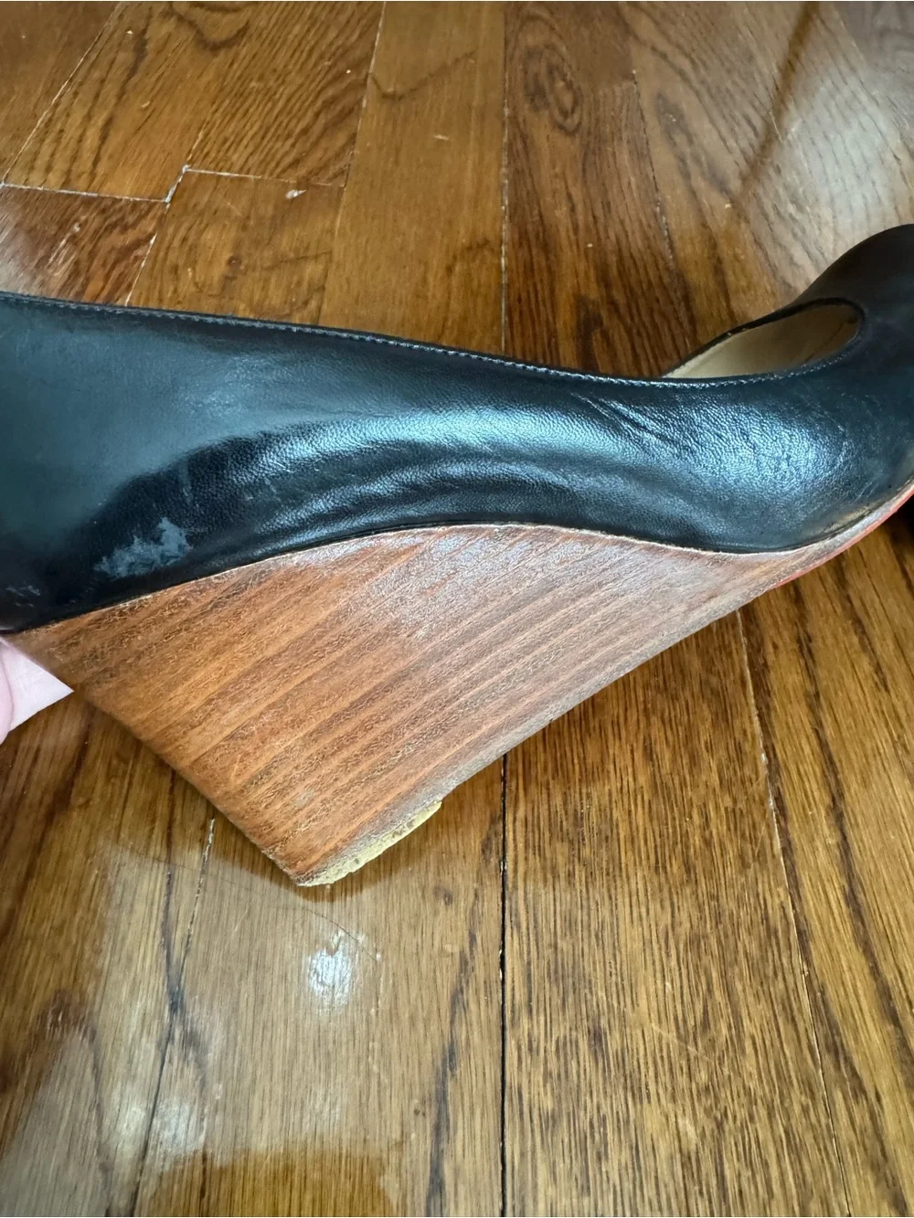Christian Louboutin Black Leather Wedge Pumps